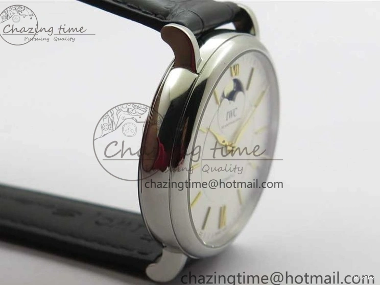MIROTIME 0308 Vibrant Portofino IW459402 SS MKS 1:1 Best Edition White Dial on Black Leather Strap Miyota 7086